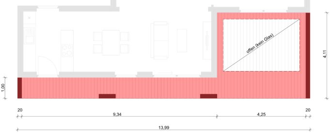 Optionale Überdachung im Außenbereich