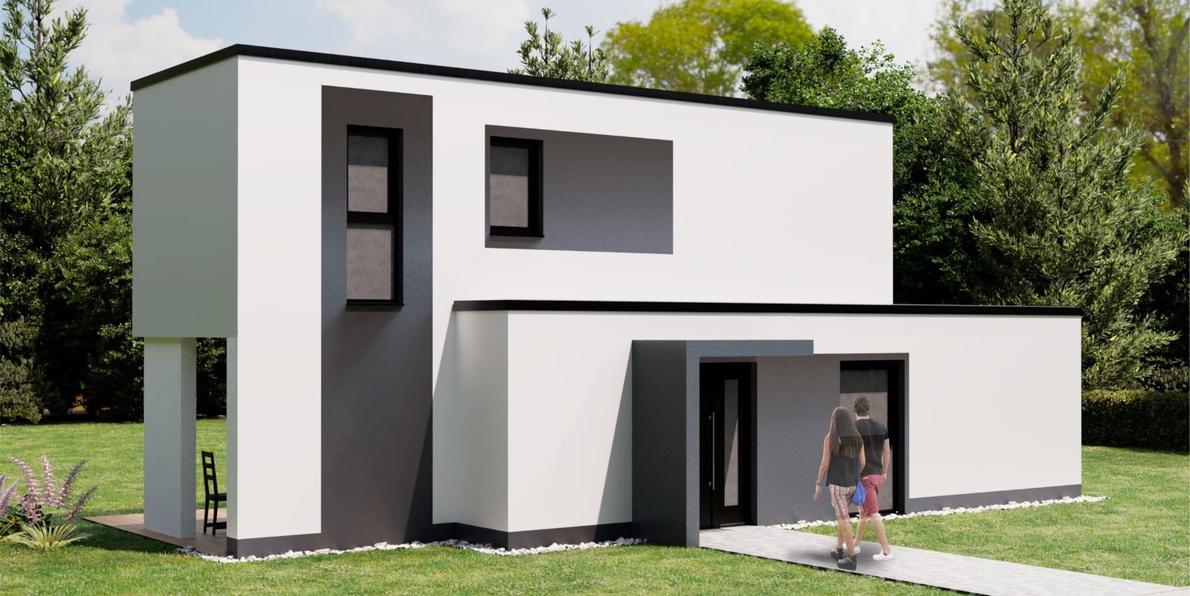 Ein Modulhaus über 2 Etagen – besonders für kleine Grundstücke geeignet.