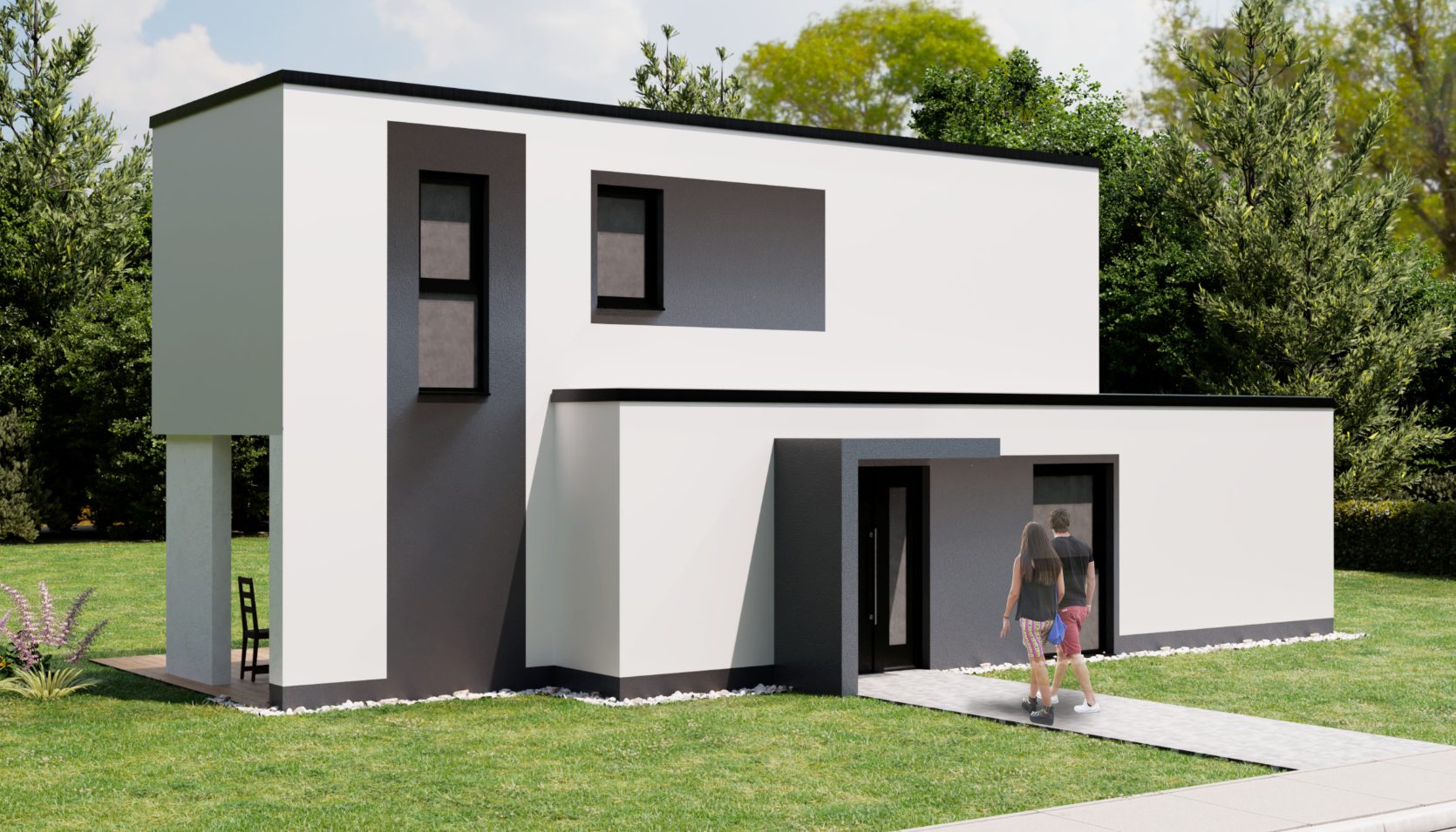 Tiny House 2geschossig Ein Modulhaus über 2 Etagen – besonders für kleine Grundstücke geeignet.