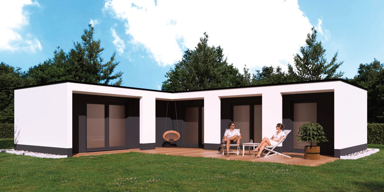 Bungalow, Flachdach Modulhaus Ein Bungalow mit rund 80qm Wohnfläche.