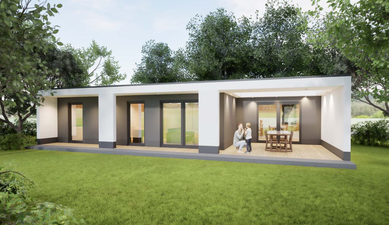 Mit rund 52qm Wohnfläche, einer offenen Raumaufteilung und großen Fensterflächen ein Tiny Haus zum Wohlfühlen.