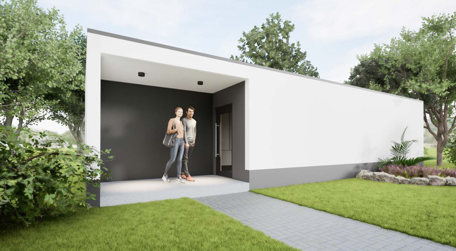 Überdachter Hauseingang. Geschützer Stellplatz für zum Beispiel 2 Fahrräder.